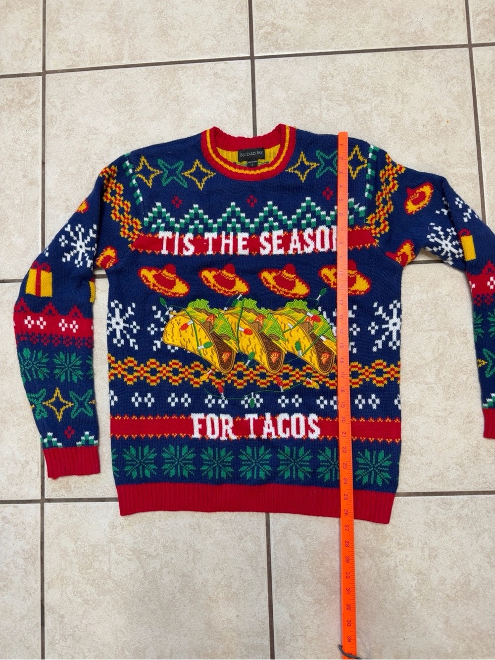 Blizzard Bay Tis the Season for Tacos Ugly Christmas Sweater Size L - Picture 6 of 7